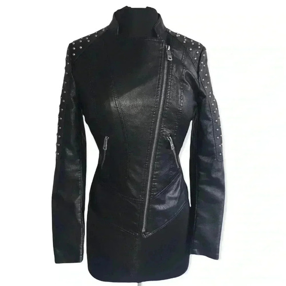 Coalition LA Vegan Leather Studded Jacket Size XS - Picture 1 of 8